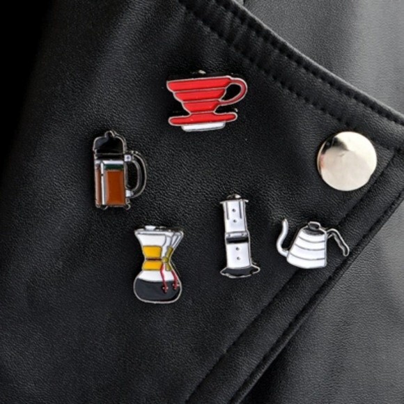 Coffeepots of the World Enamel Pin Set - 5 pins of cute coffee pot styles - Picture 2 of 3